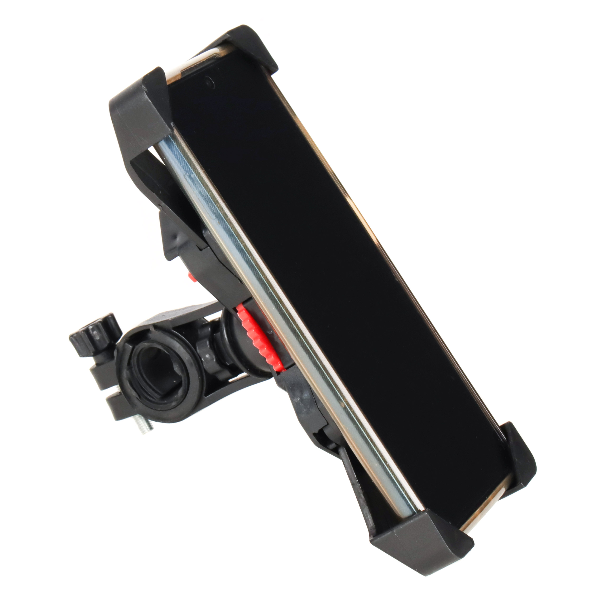 Держатель на руль для телефона пластиковый регулируемый. Чёрно-красный / UHPH-PP / уп 100