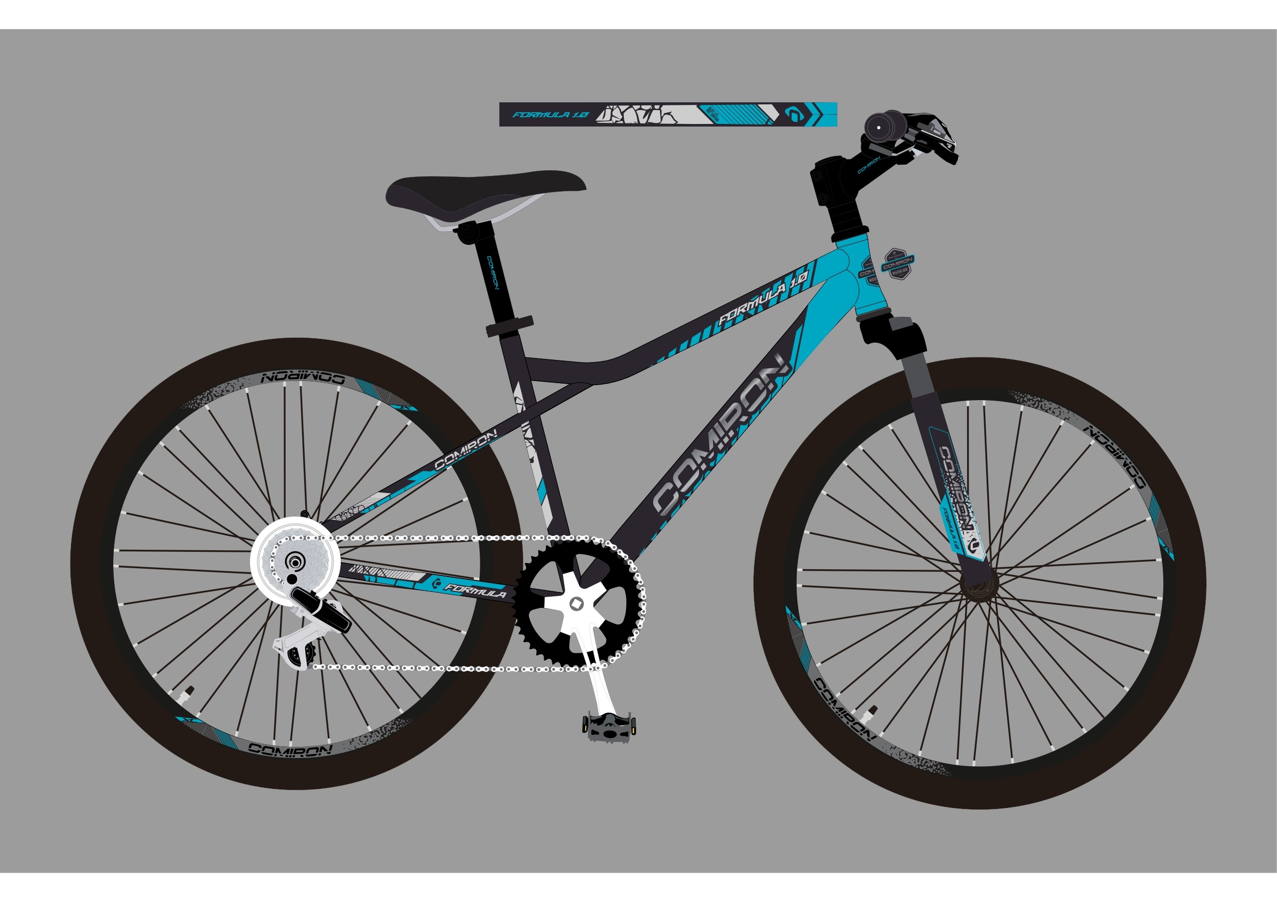 Велосипед 27,5" рама 17" 21sp CF750 C COMIRON FORMULA угольный голубой кристальный металлик