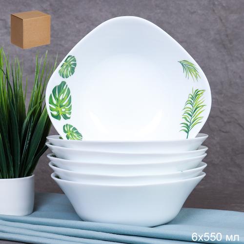 Набор суповых квадратных тарелок 6 штук 550 мл 152 мм / FSW-65 (7242) Монстера