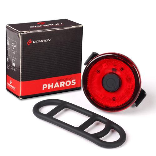 Фонарь задний COMIRON "PHAROS", корпус: ABS, свет: LED T3, 60lm, 2 режима, CR2032х2, 15 г, до 100 часов работы в сигнальном режиме, 50гр /уп 480/