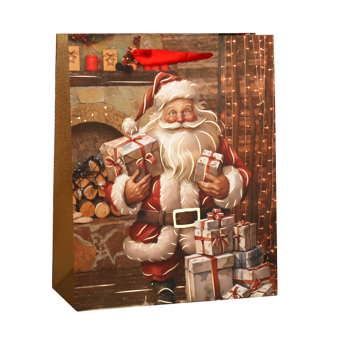 Пакет подарочный Новый год 26х32x10см / 3033-2 /уп 12/480/микс/210г/м2