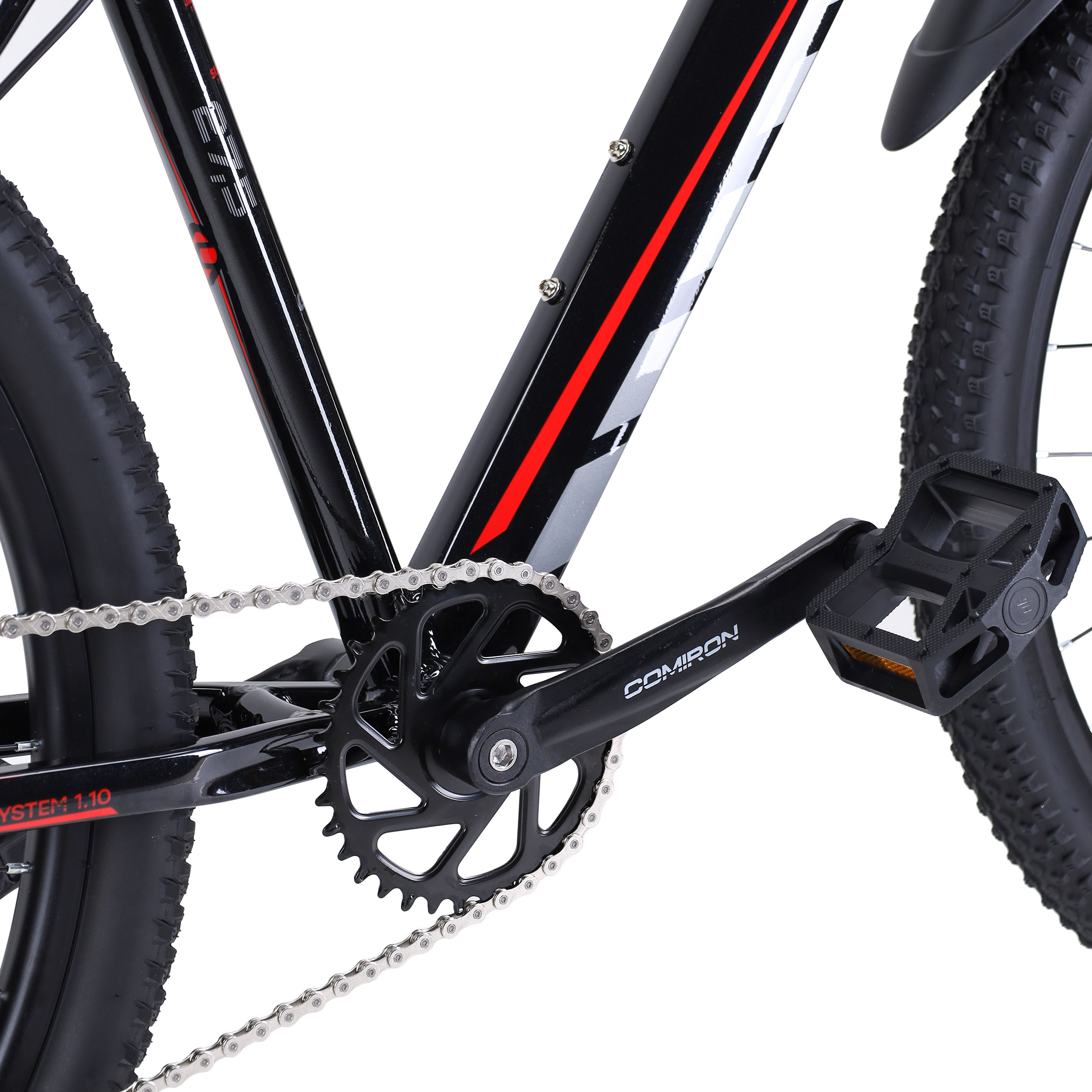 Велосипед 27,5" рама 19" 1x10sp COMIRON SYSTEM чёрный красный
