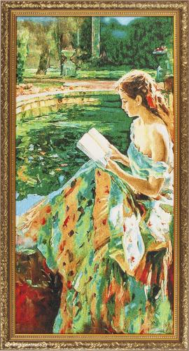 Картина гобелен 30х60 Девушка с книгой / M055 / 10057-10/
