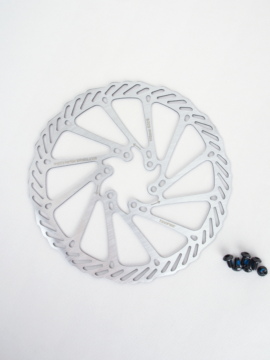 Ротор  дискового тормоза TOOPRE G3-180silver, диаметр диска 180мм, 44мм. Толщина 1.8мм. 6 отверстий. Вес 130гр. Серебро /уп 100/