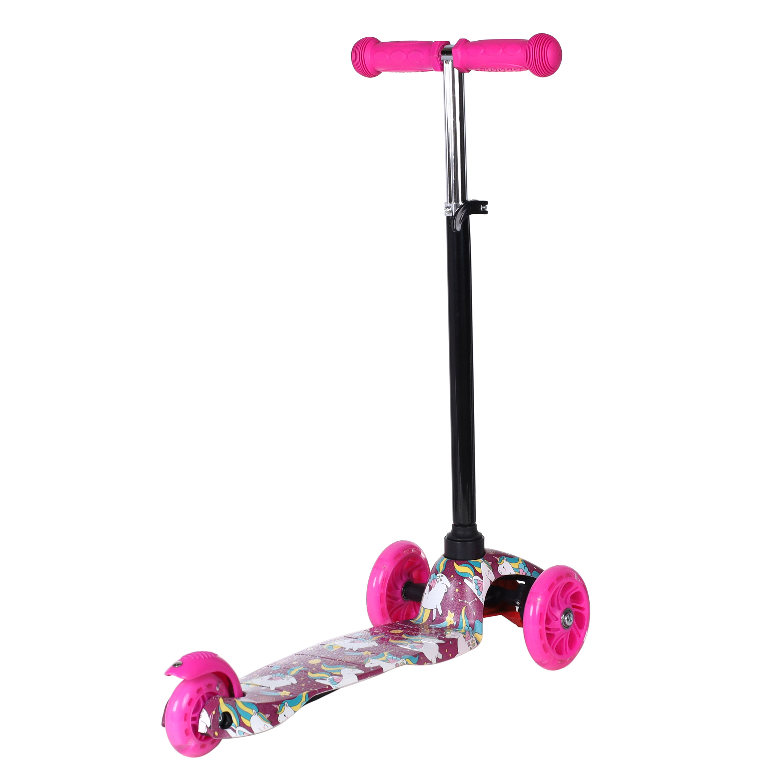Самокат трехколесный для детей от 2-х лет Yeenot GT4105P55, нагрузка до 30кг, вес 1,8кг, светящиеся колёса PU 110мм, цвет малиновый UNICORN БК/уп10