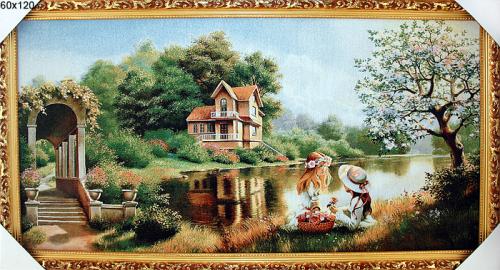 Картина гобелен 60x120 Дети у реки / M004 /  KS4020-2 / 