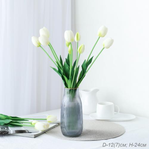 Ваза для цветов 20 см серая с золотой каймой / WRD-105 /уп 30/ без индивидуальной упаковки