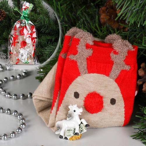 Подарочный набор Новогодний № 27 / Носки + магнитик ЛОШАДЬ /