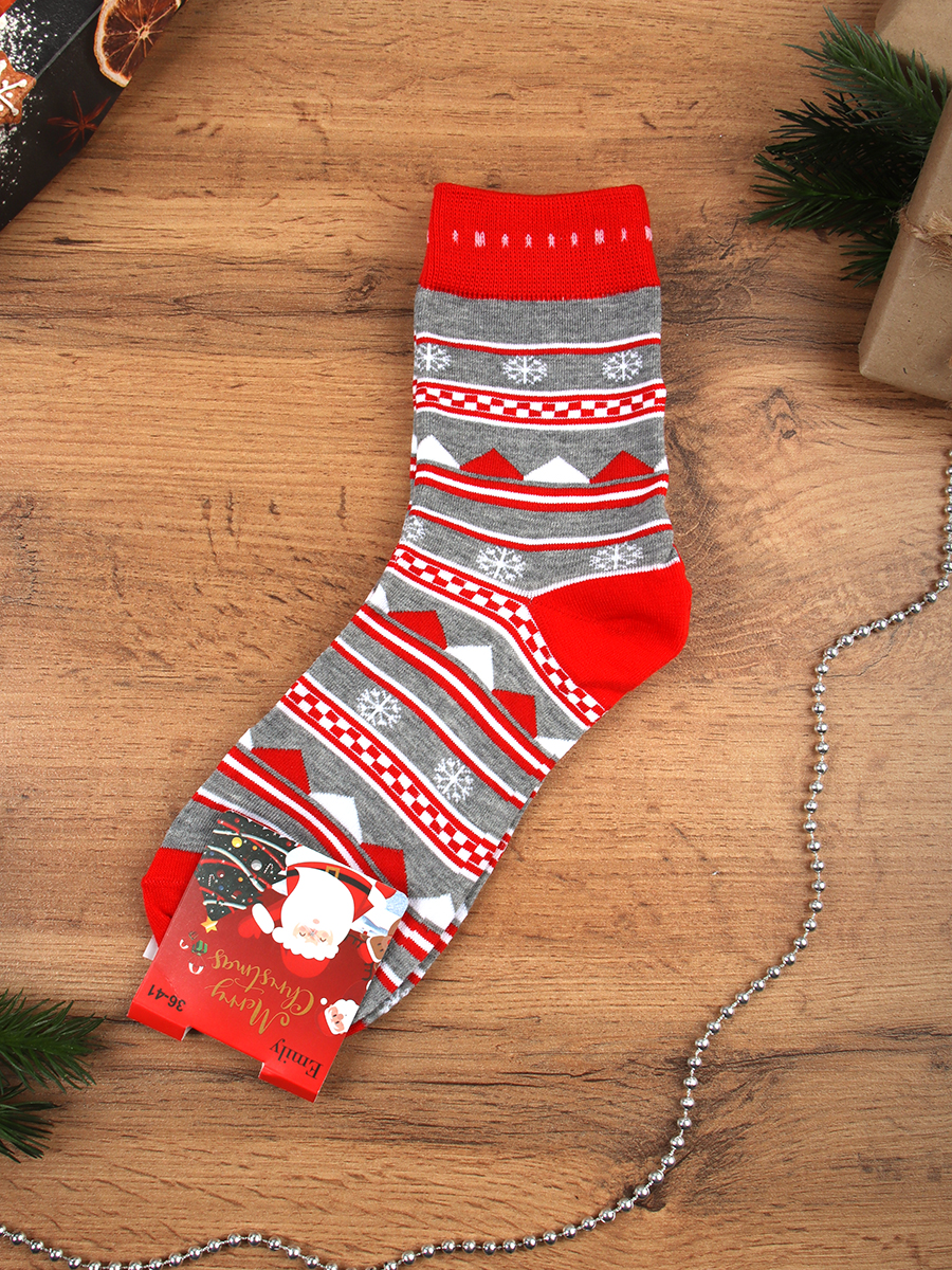 Носки р. 35-40 Новый год  / L827 /уп 10/300/ ОДНА ПАРА/ МАРКА