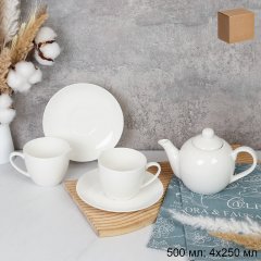 Чайный набор 5 предметов 250 мл Белый / YF8005 /уп 8/ Костяной Акция