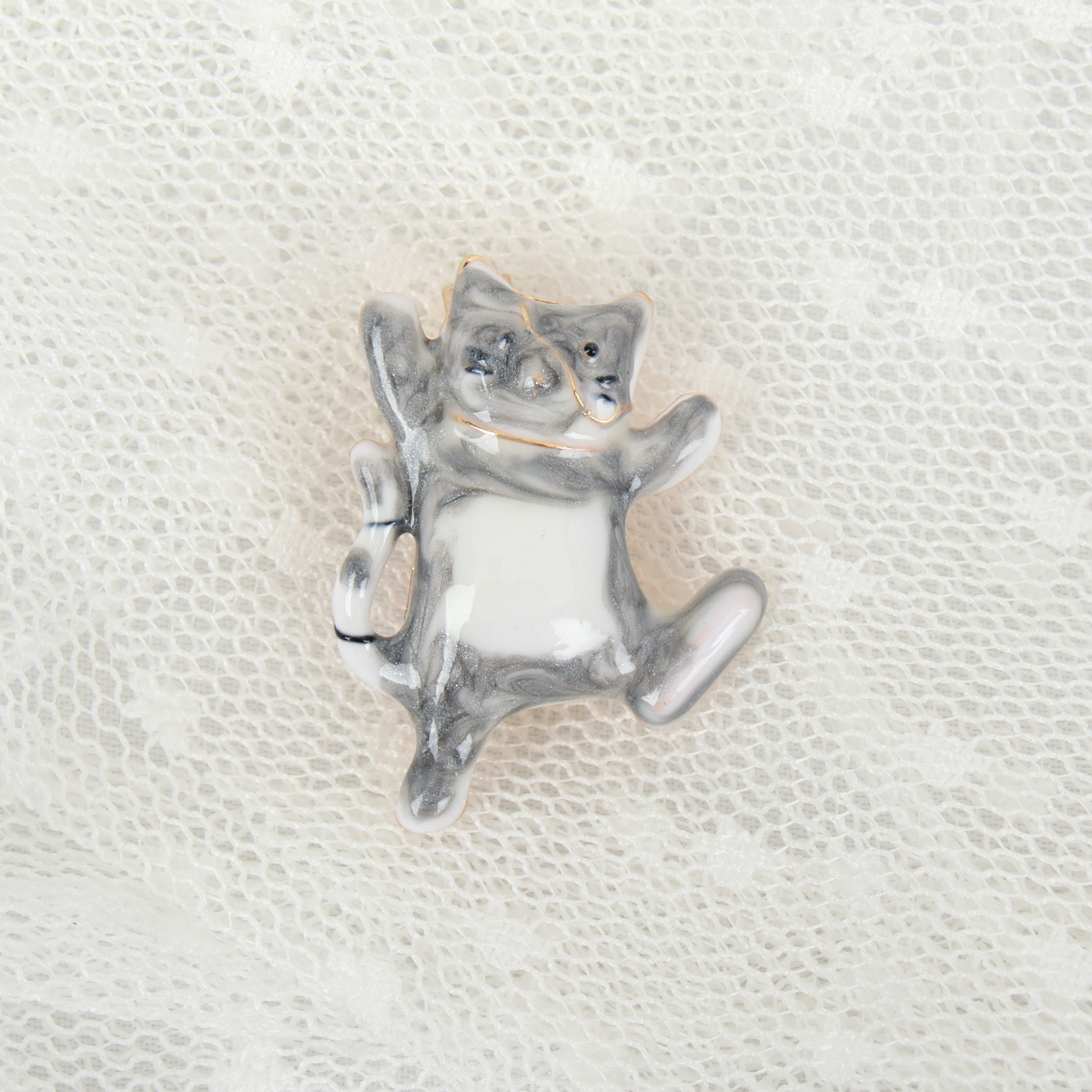 Брошь Кот серый / 3320 /уп 24/эмаль