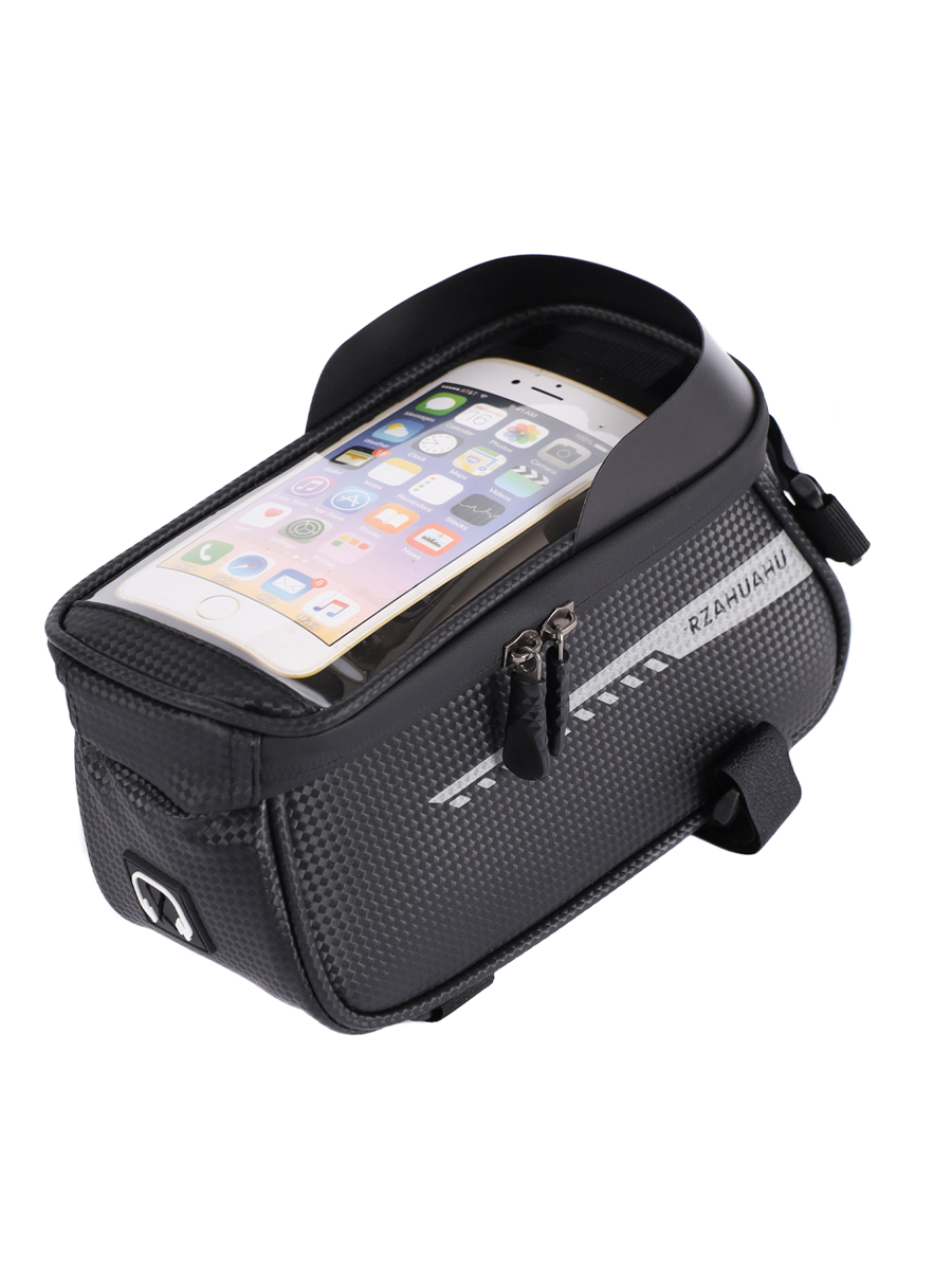Сумка велосипедная на раму RZAHUAHU, с отделением для смартфона, основной отсек на молнии, водонепроницаемый. Размер 21*10*10см. /уп 50/
