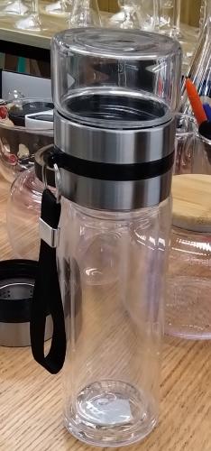 Термос для заваривания чая с ситом 350 мл двойное стекло / HYFL5369 / уп 60/*