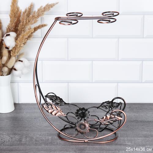 Подставка для вина и 4х фужеров Корабль Бронза / GB-T-3327 /уп 20/ металл/ 0,519