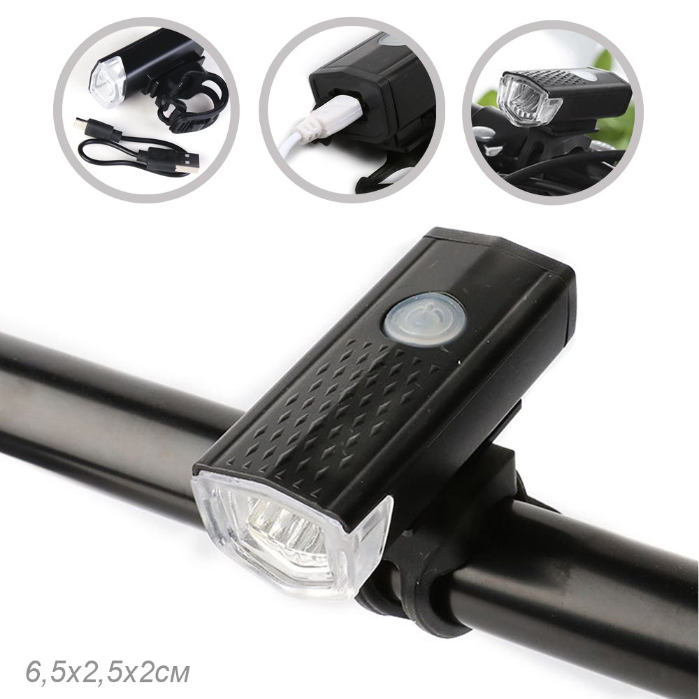 Фонарь передний COMIRON "FR22" корпус: ABS, IPX4; свет: LED, 250lm; аккумулятор, USB, влагозащищённый, 3 режима, OPP /уп 100/400/500