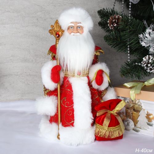 Фигурка Дед Мороз 40 см красный кафтан / 1315-16 /уп 18/ музыкальный