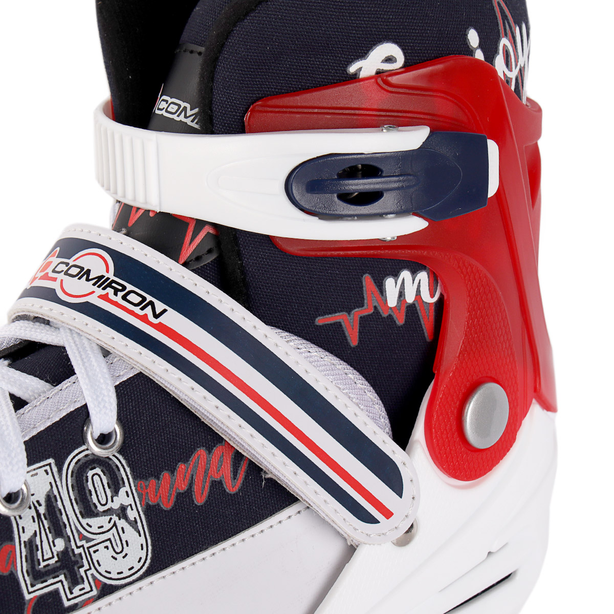 Коньки ледовые раздвижные 2 в 1. (ролики+коньки) COMIRON / PU колеса / L  /уп 6/ (39-42) тёмносиние