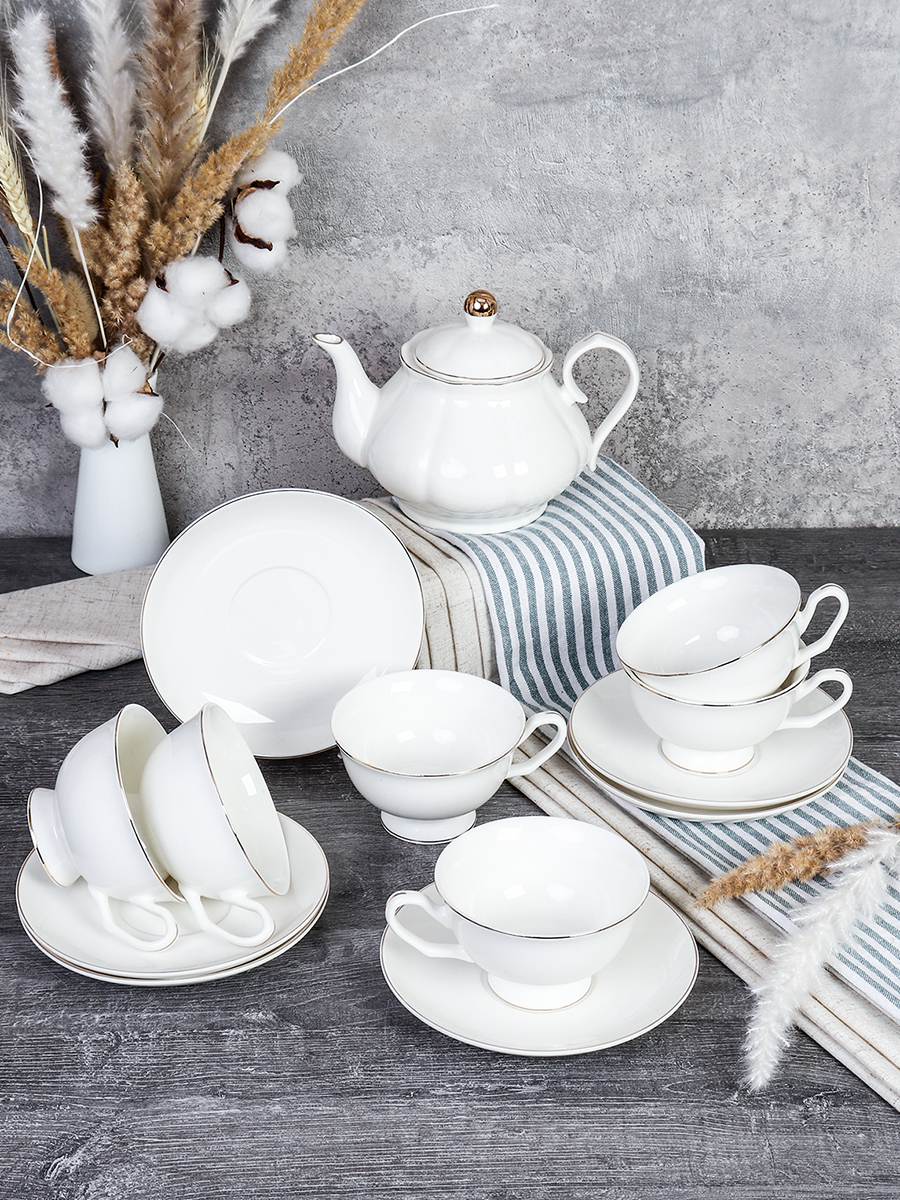 Чайный набор 13 предметов 230 мл / GC57-12G WHITE /уп 8/ костяной фарфор