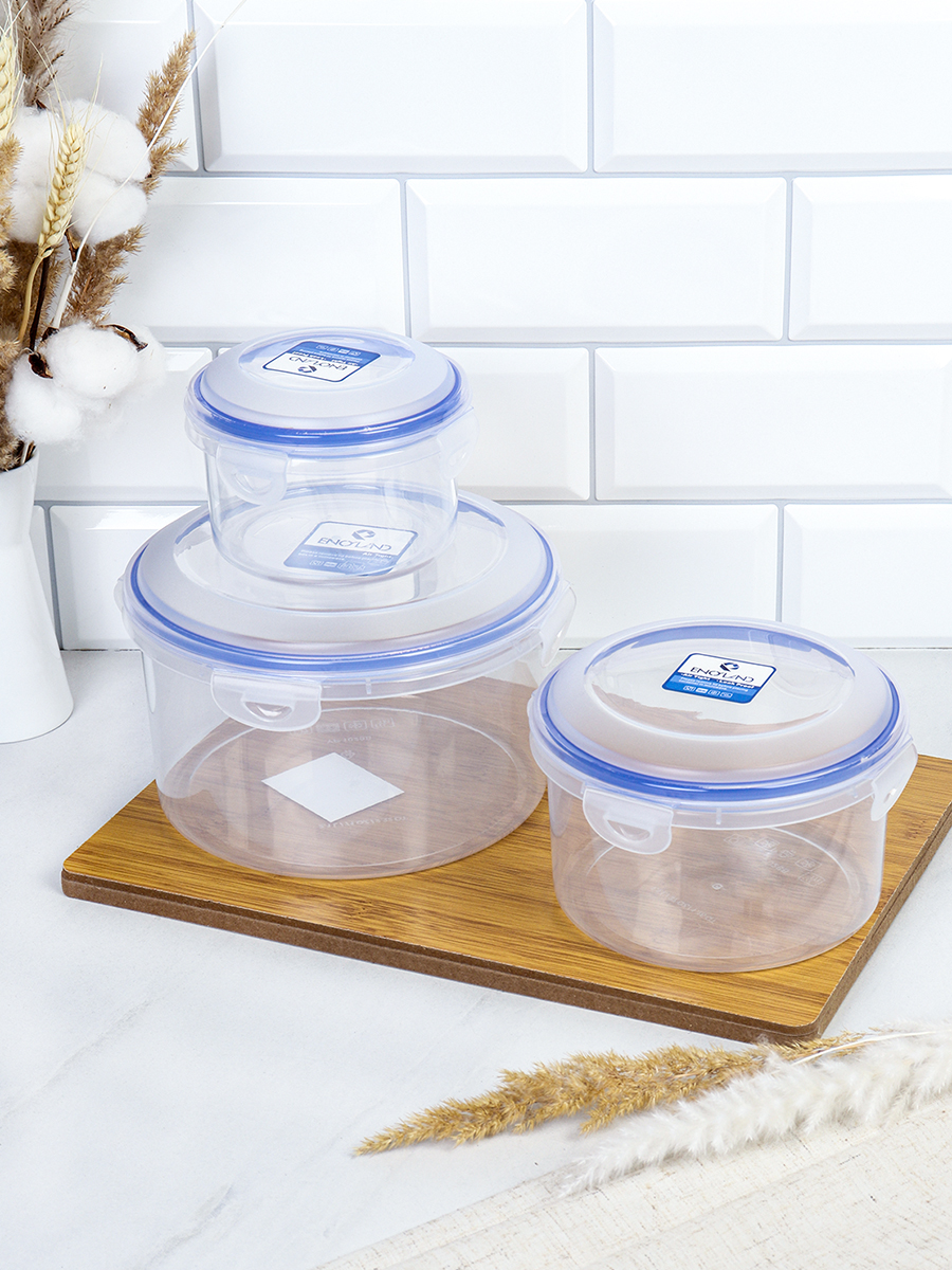 Набор пластиковых контейнеров Люкс круглый 3 штуки 450/1100/2100 мл / YP3036B /уп 24/ ДОП СКИДКА НА КОРОБ 3%