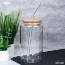 Стакан для смузи с трубочкой бамбуковая крышка 400 мл / LCWB10212 /уп 96/