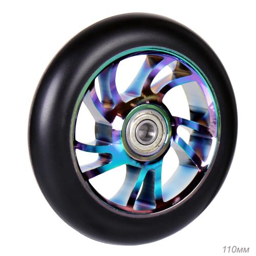 Колесо PU Tornado Little Jujo для трюкового самоката, обод алюминевый 110 мм с подшипниками ABEC-9 /JJ-018-110/уп 120/ перламутровый