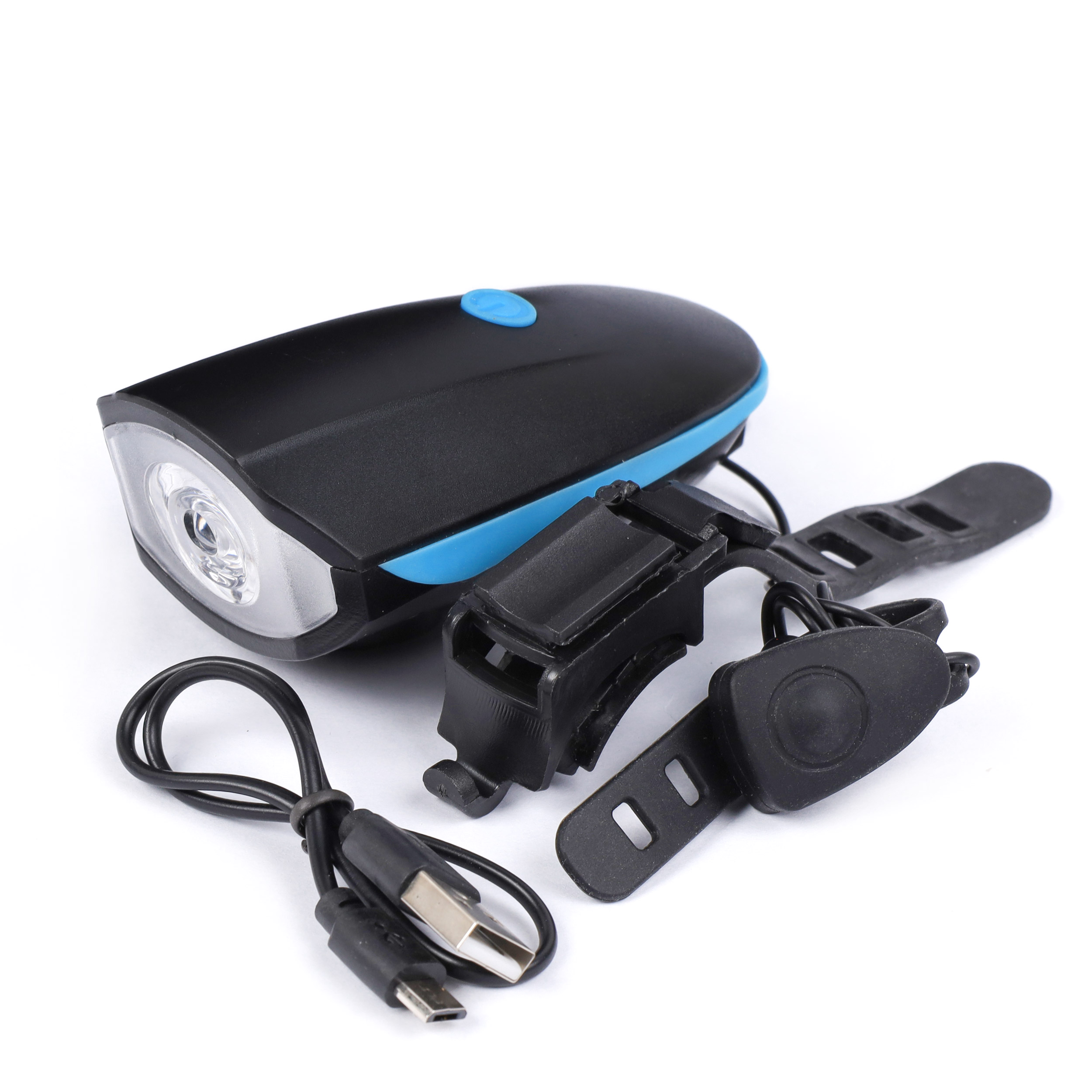Фонарь передний COMIRON "EASY" корпус: ABS, свет: CREE XPG, 250lm, 1200mAh, Type-C, пульт ДУ, сигнал 140Дб, влагозащищённый, синий /уп 120/