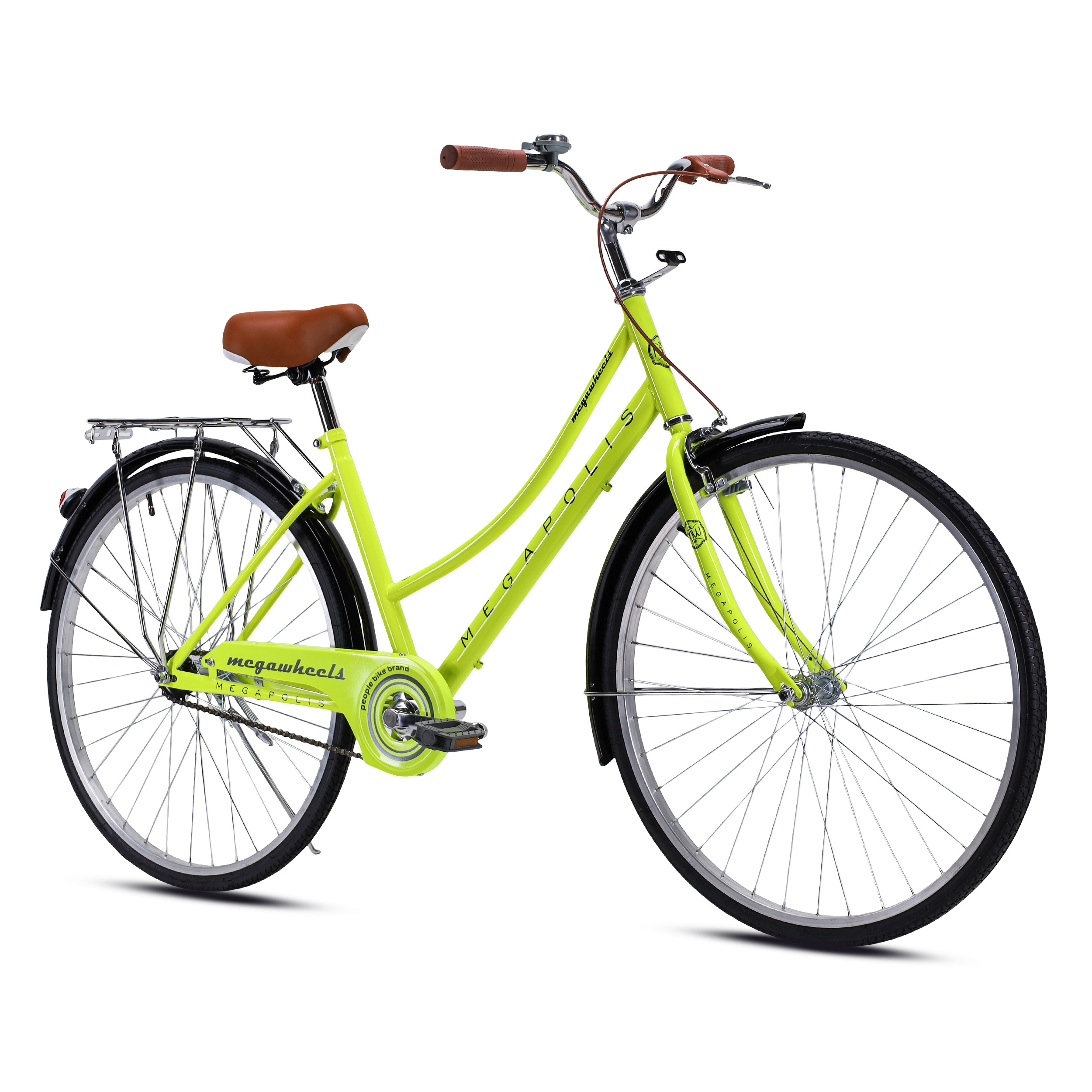 Велосипед городской MEGAWHEELS MEGAPOLIS 26" одна скорость, ножной тормоз, лайм