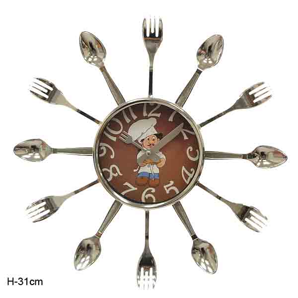 Часы настенные Вилки - ложки 33 см / 1410YIN /уп 20 / серебро