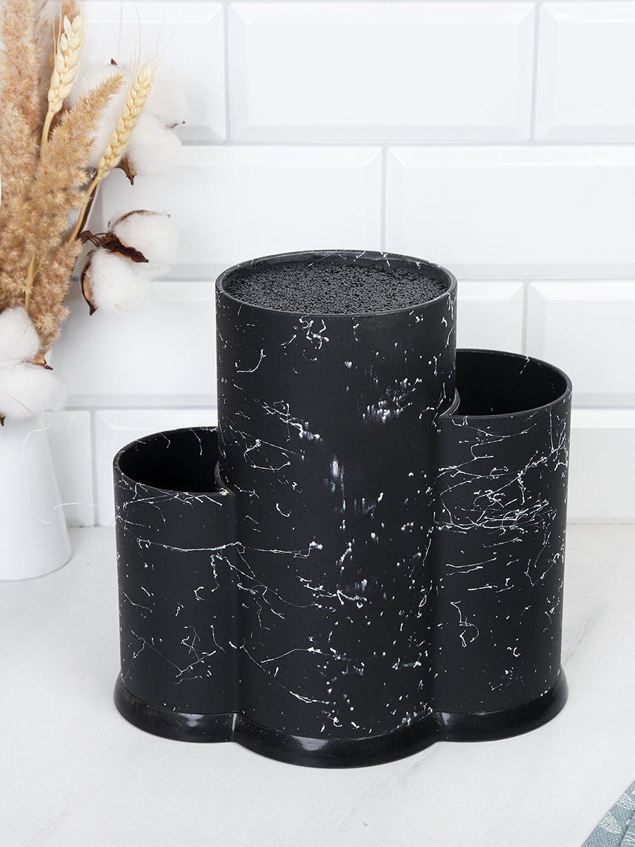 Подставка для ножей тройная черная / PPKCH3 /уп 12/ матовая