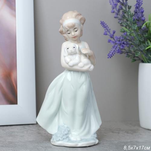 Статуэтка Девочка с собакой 17 см / HP0075 /уп 60/