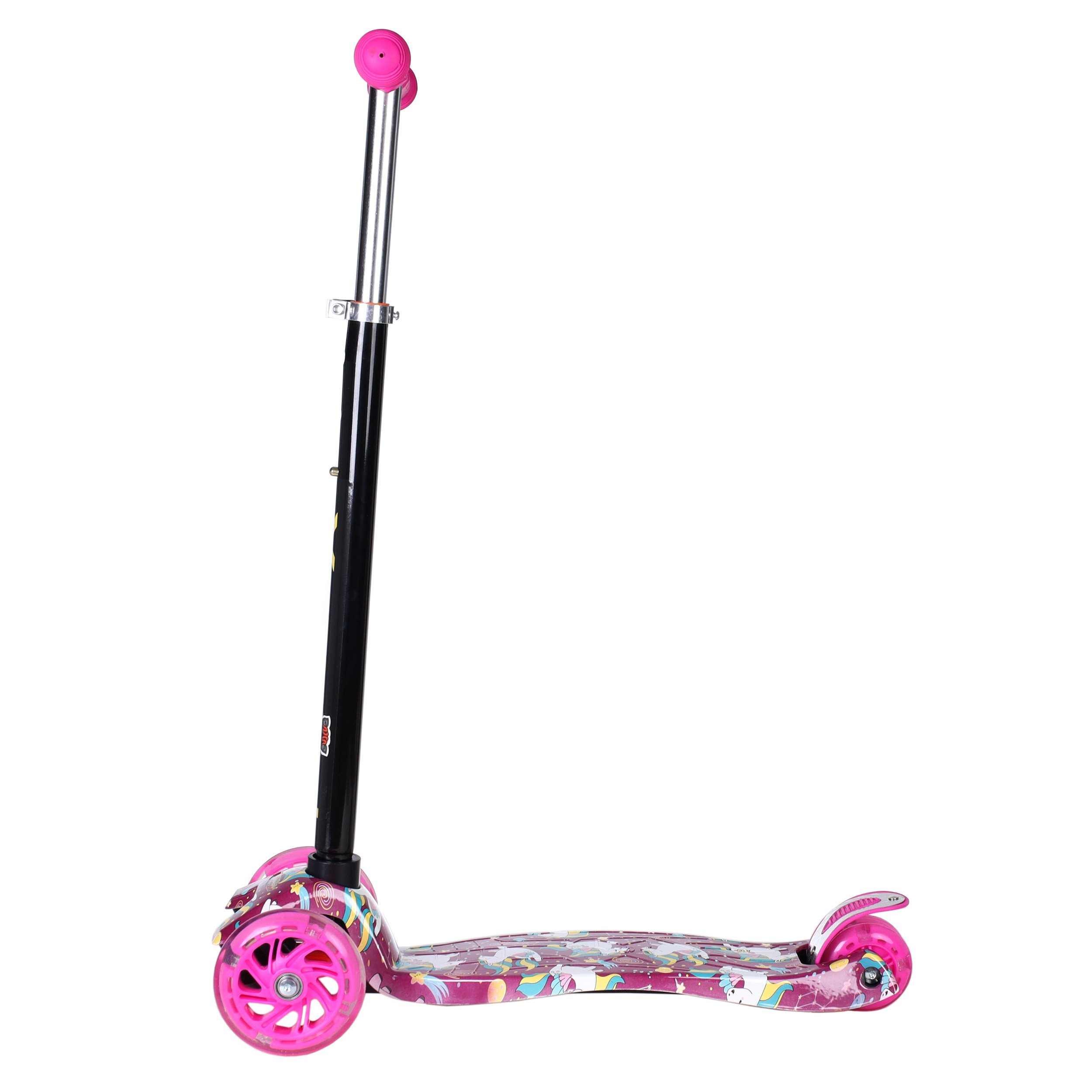 Самокат трехколесный для детей от 3-х лет Yeenot GT4108P55, нагрузка до 50кг, вес 2.3кг, светящиеся колёса PU116мм, цвет малиновый UNICORN БК/уп10