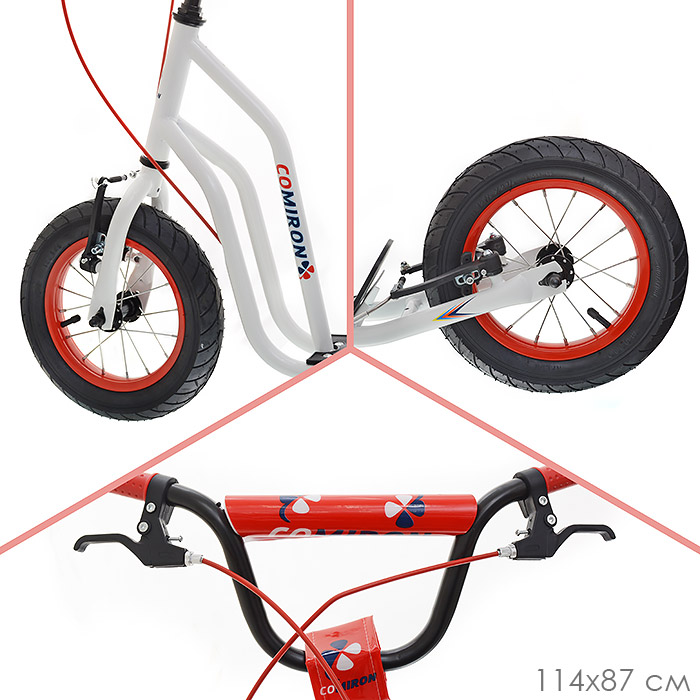 Самокат внедорожный 12" COMIRON GRAVEL GTS01 белый+красный /уп 1 /