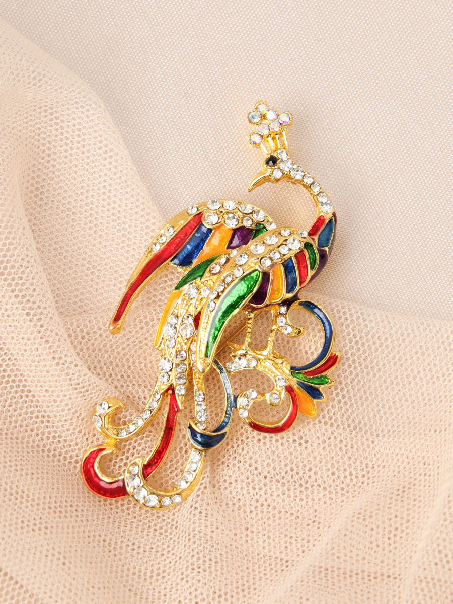 Брошь Павлин 7 см / 3224-1 /уп 6/