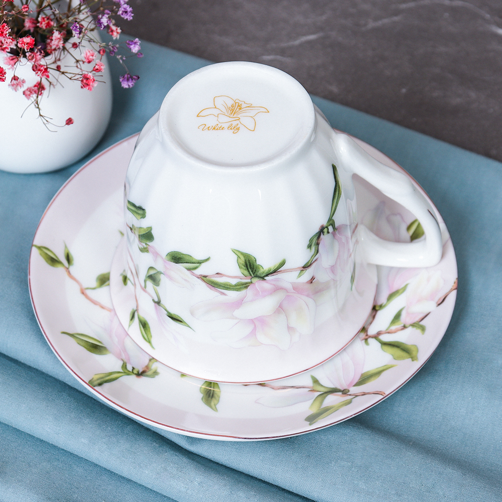 Чайный набор 12 предметов 250 мл / GF1 -12G /уп 8/ Магнолия костяной фарфор