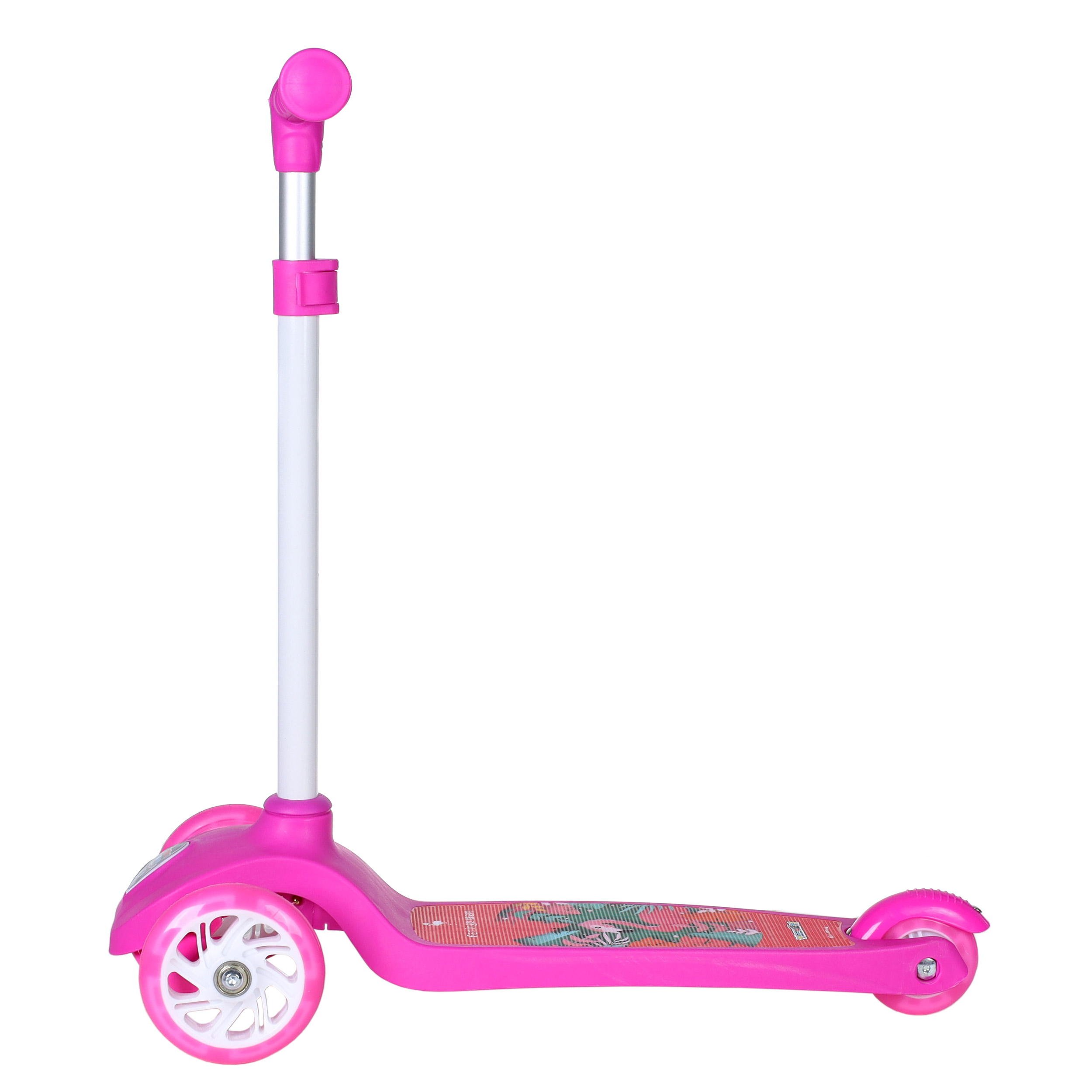 Самокат трехколесный облегчённый для детей от 2-х лет Yeenot GT2018-5, нагрузка до 30кг, вес 1,4кг, светящиеся колёса PU 110мм, цвет Фламинго БК/уп10