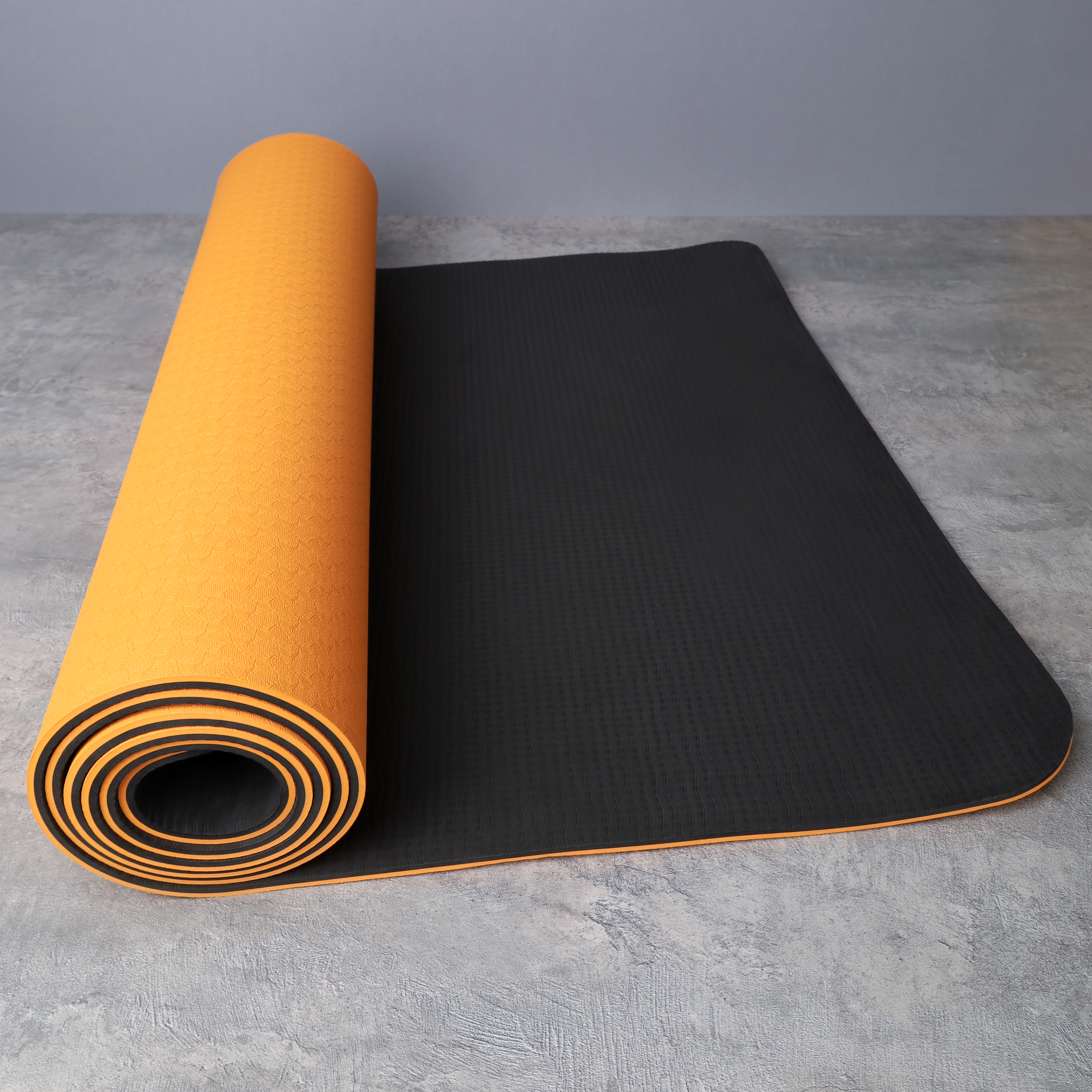 Коврик для йоги и фитнеса спортивный гимнастический двухслойный TPE 6мм. 183х61х0,6 цвет: оранжевый / YM2-TPE-6O / уп 12/
