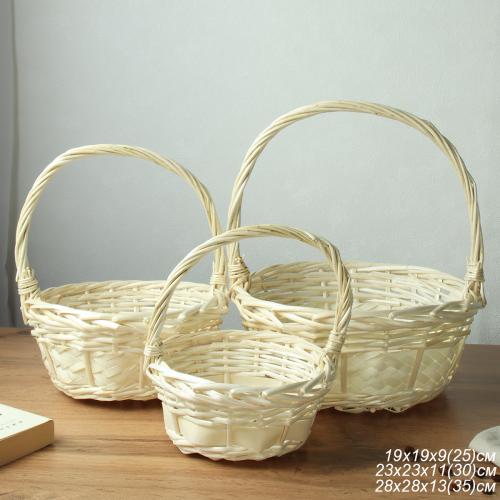 Корзина плетеная 3 штуки 28х11/23х9/18х8 см / S/3 22-32 /уп 40/белая круглая
