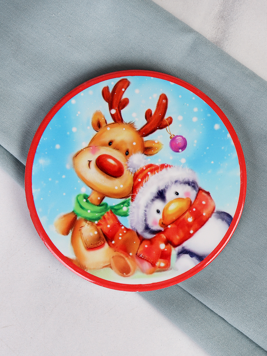 Подставка под горячее, кружку 10 см Друзья Новый Год / КD023 /уп 144/ новогодняя