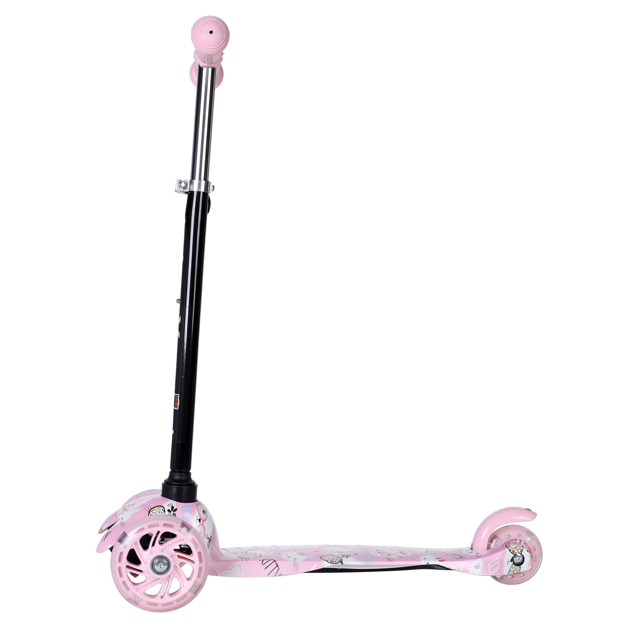 Самокат трехколесный для детей от 2-х лет Yeenot GT4105P52, нагрузка до 30кг, вес 1,8кг, светящиеся колёса PU 110мм, цвет розовый Котёнок БК/уп10