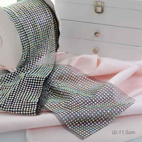 Лента-сетка со стразами 9 метров ширина 11,5 см 120540 / HCC-A16/1 Перламутровый /уп 15/ЦЕНА за 1 м