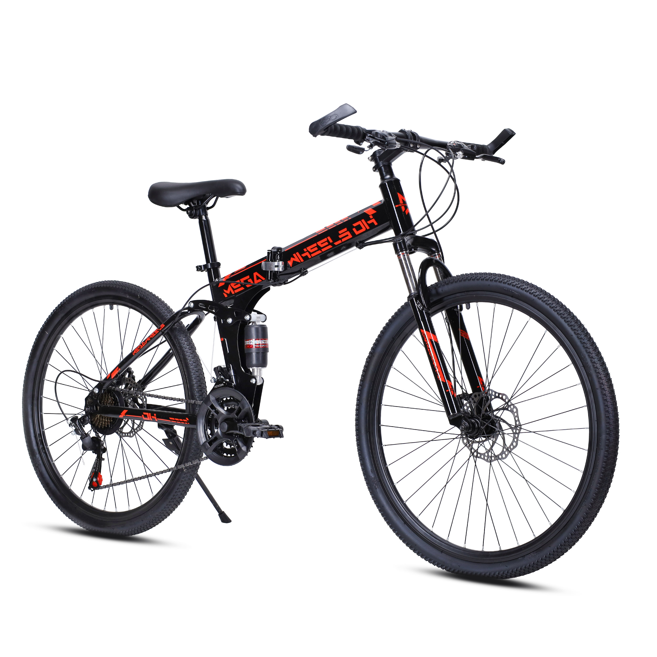 Велосипед 26" рама 17" 21sp  MEGAWHEELS DH чёрный-красный