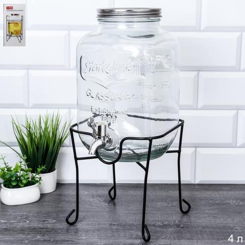 Банка с краном 4 л на подставке / 1999-4000 /уп 8/* Лимонадник