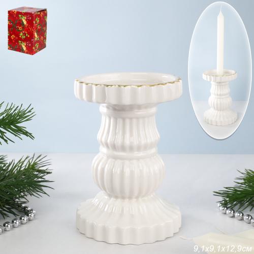 Подсвечник 9,1х9,1х12,9 см / 7093 /уп 36/новогодний