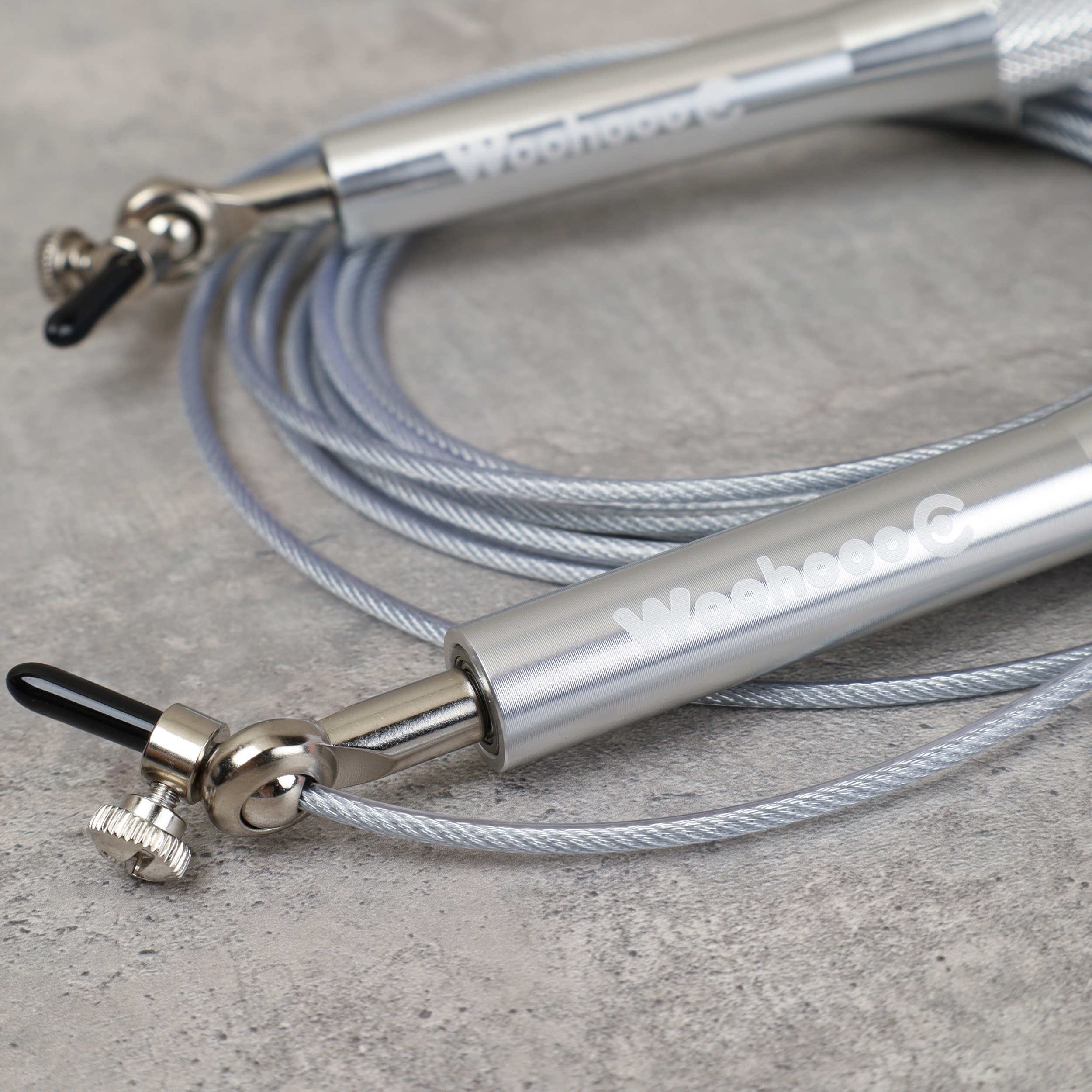 Скакалка скоростная Woohooo Uragano Pro / длина 2.5mm/3m, ручки 1.7х17.5 см  / Вес 168g / Silver / уп48 