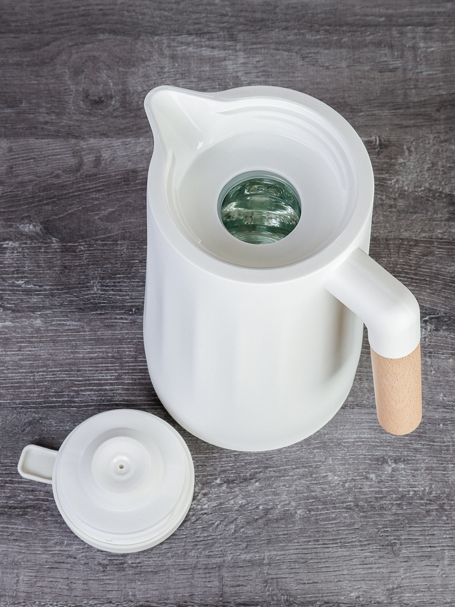 Термос кувшин 1 л с деревянной ручкой Грани / KW-910 /уп 20/ Белый