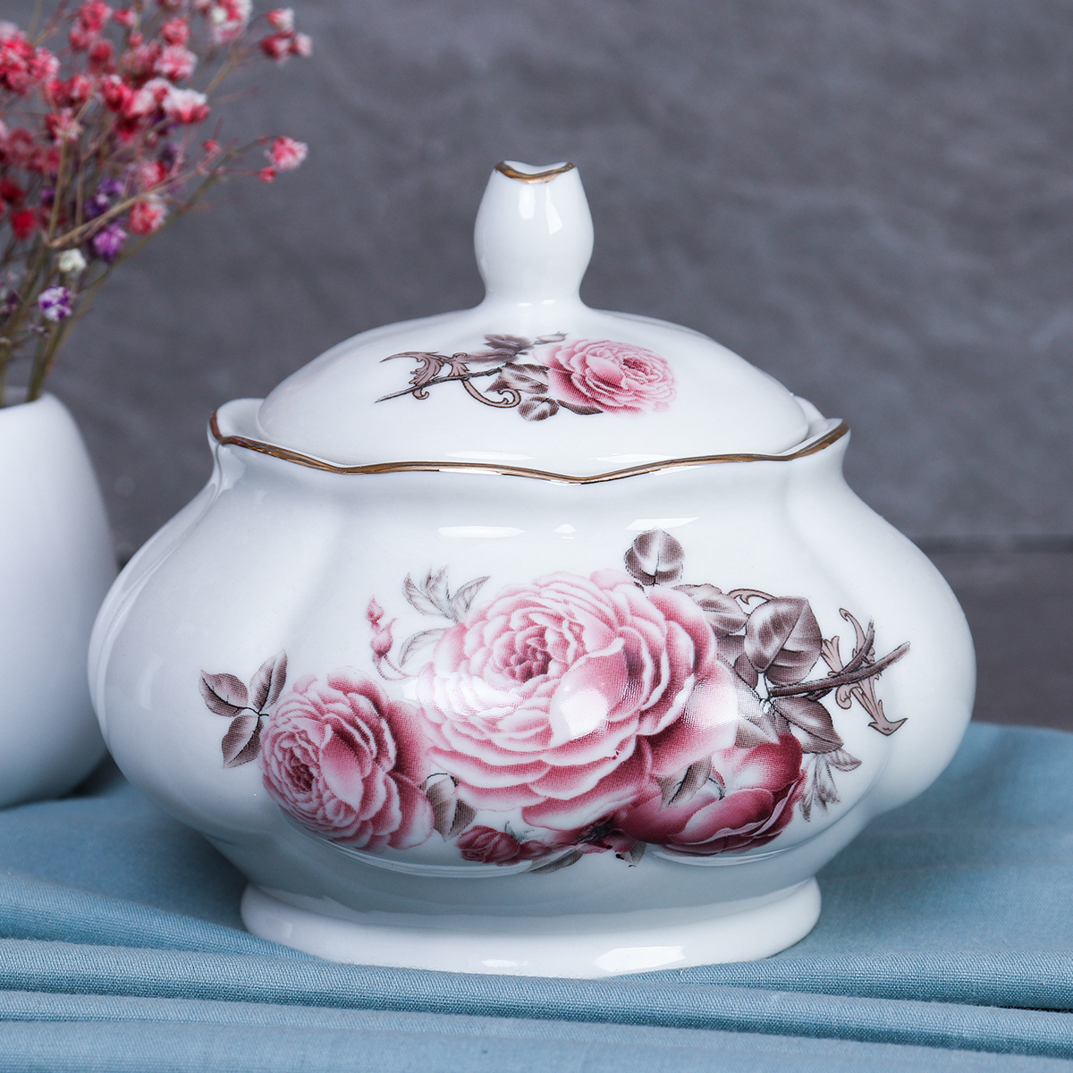 Сахарница 340 мл / FY22001 АКЦИЯ /уп 36/ Чайная роза