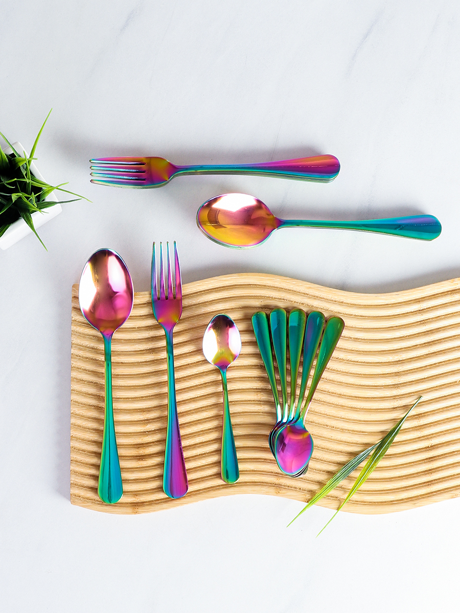 Столовые приборы 18 предметов 6 персон / YGH18-101004--Raibow /уп 16/ в коробке
