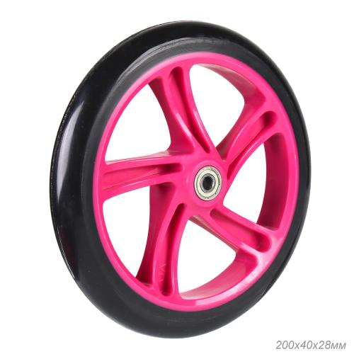 Колесо PU для самоката, обод пластиковый 200/40/28 мм с 2 подшипниками ABEC-7 /уп 30/ черное-фиолетовое