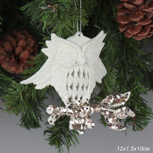 Новогоднее украшение Сова 12х10 см / WF-163 /уп 300/