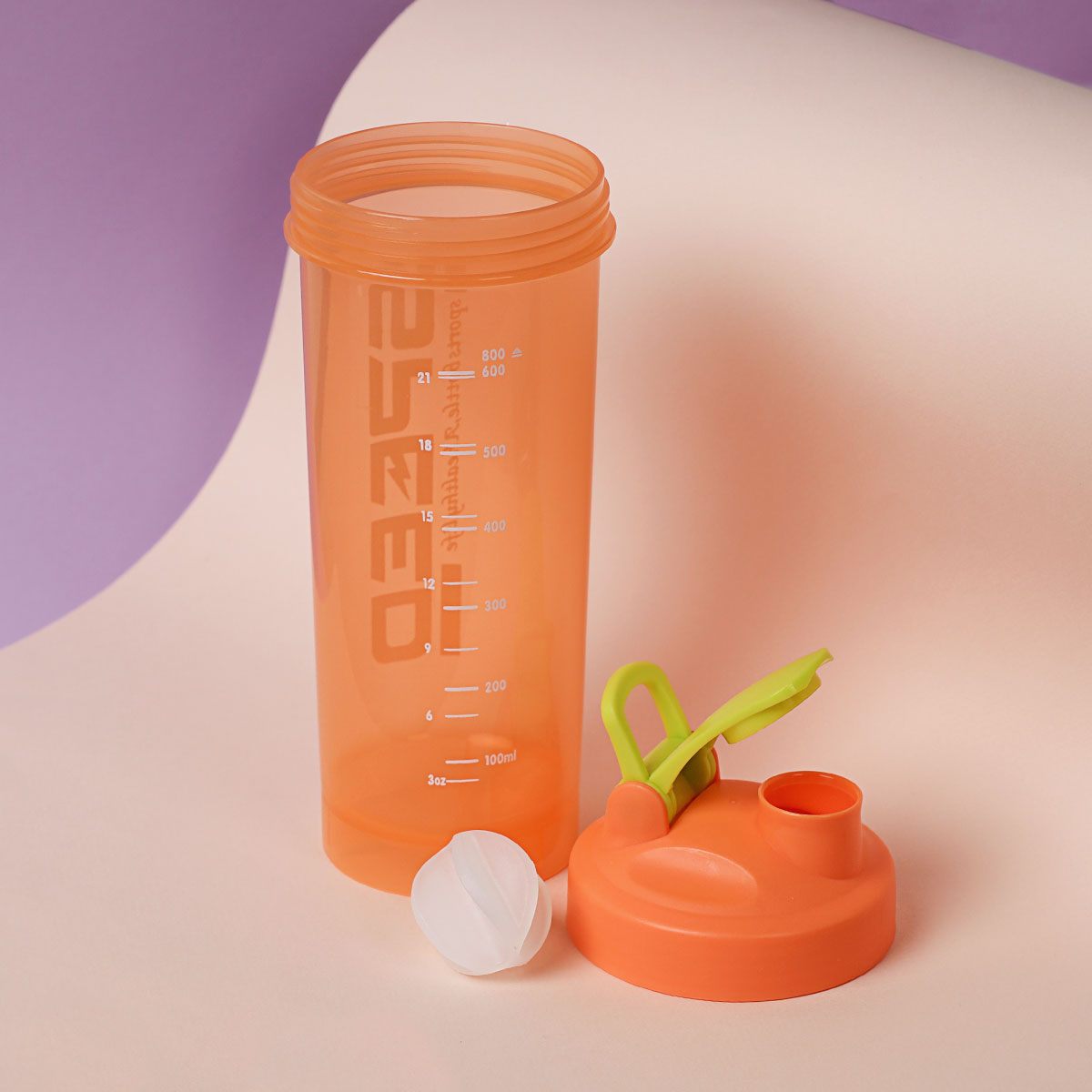 Бутылка/Шейкер SPEED SHS-800 оранжевая, для спортивного питания 800ML/уп80